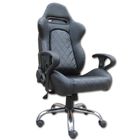 Mult - function Gray + Black Leather Executive Office Chair Lounge With Metal Frame